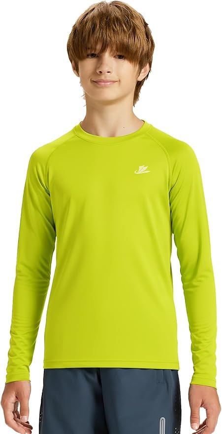 DEVOROPA Youth Boys Compression Shirt Long/Short Sleeve Football Baseball Undershirt Quick Dry Kids Sports Baselayer Crewneck