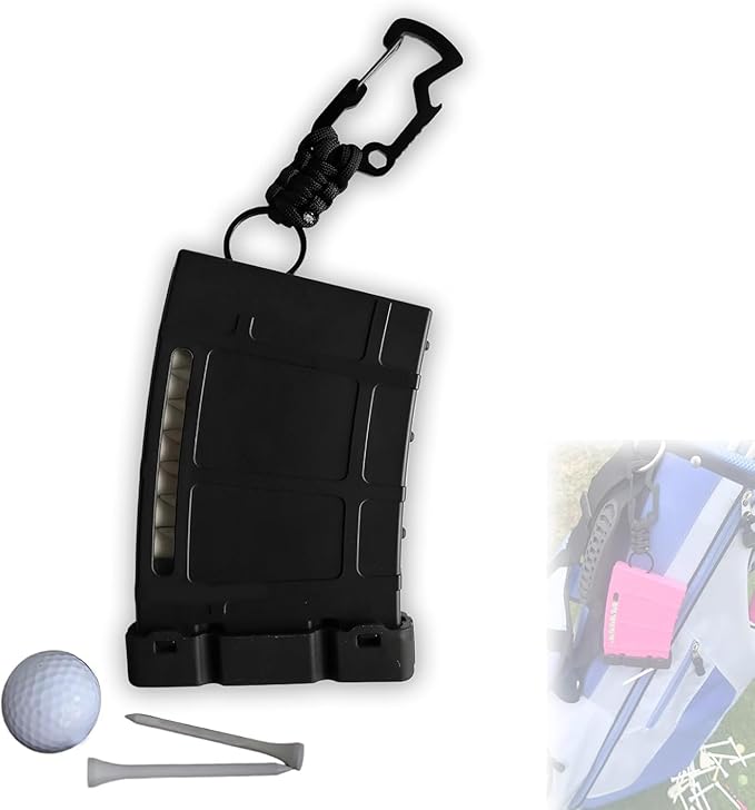 Teemags Golf Tee Holder – Black Clip-On Tee Caddy for Belt or Bag | Holds Up to 18 Tees | Durable & Lightweight Golf Accessory Made in The USA
