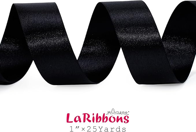 LaRibbons Black Satin Ribbon 1 Inch 50 Yards Luxury Double Faced Red Silk Ribbon - Image 5