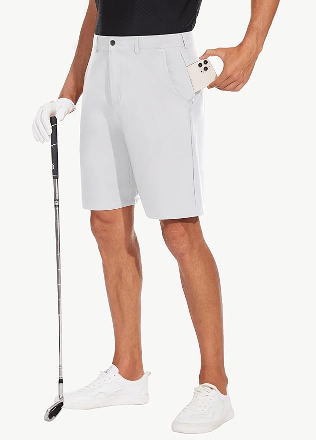 JWM Mens 7"/9" Stretch Golf Shorts - Lightweight Hybrid Casual Dress Work Flat Front Shorts with 5 Pockets Quick Dry UPF50