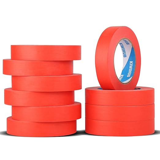 Red Painter's Tape, 1 inch x 60 Yards x 10 Rolls by KIWIHUB