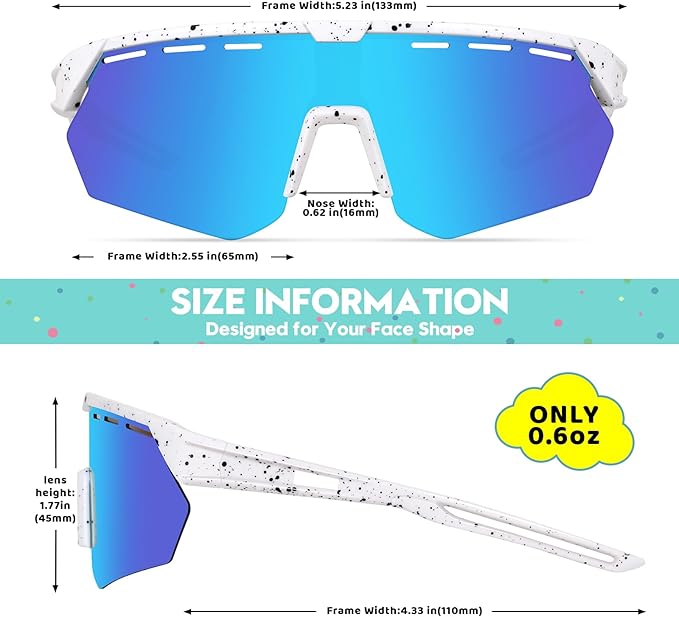 Youth Sports Sunglasses for Boys Girls Age 3-10, Lightweight Frame Kids Baseball Softball Cycling Sunglasses