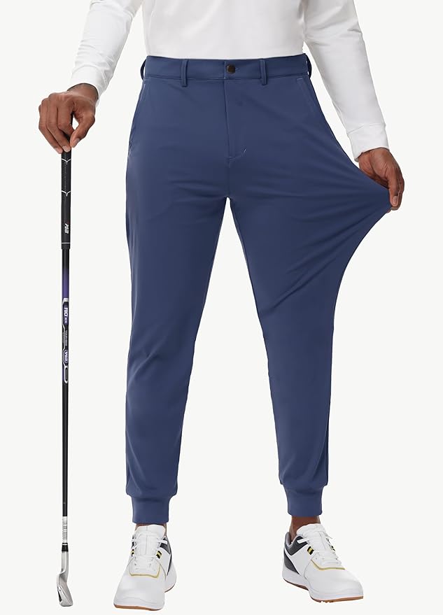 JWM Men's Stretch Golf Joggers Pants with Belt Loops - 29" 34" Slim Fit Tapered Casual Business Travel Dress Work Sweatpants