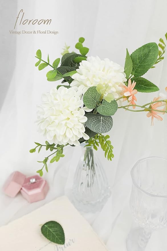 Floroom Artificial Dahlia Flowers 25pcs Real Looking Ivory Foam Fake Roses - Image 3