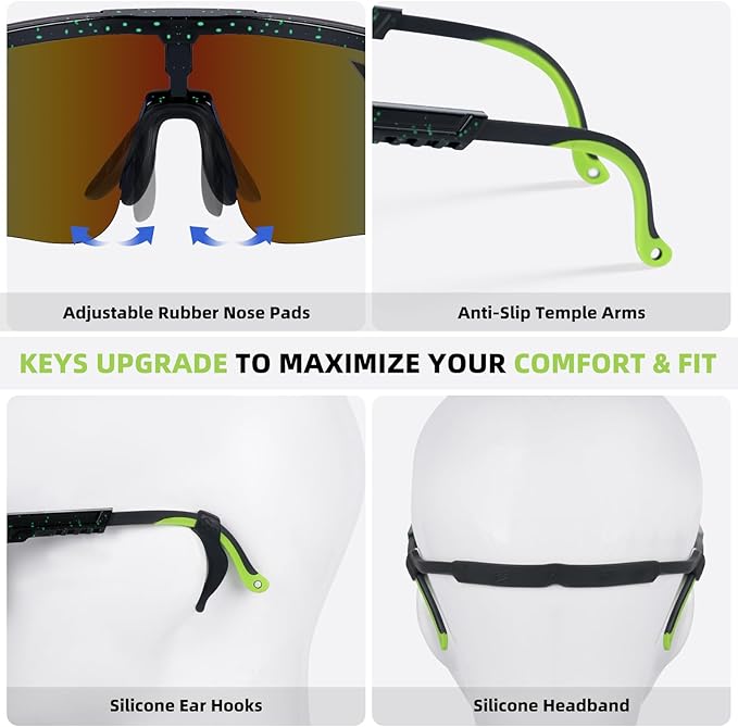 2-Sizes Kids Youth Baseball Sunglasses Men Women Vipers Sunglasses Softball Boys Girl True Polarization &UV Protection