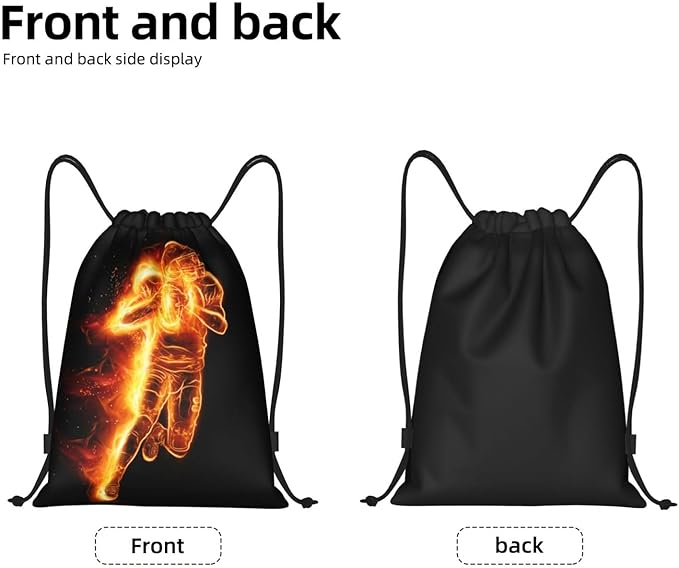 Kids Drawstring Bags Boys Girls, Cool Sports Drawstring Backpack with Printed a Playing Football Man Pattern, Black Casual Knapsack Bags for Teens Adults for Gym Travel Swimming Beach Yoga, Small