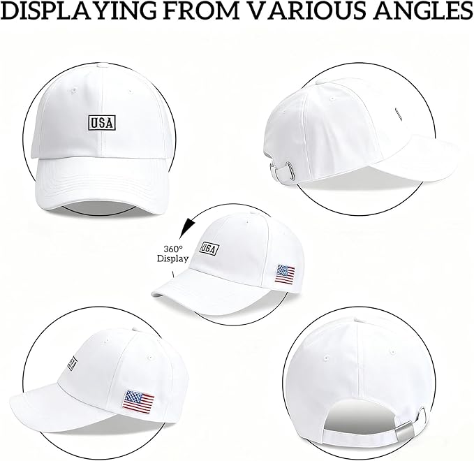 American Flag Patriotic Baseball Cap | Embroidered USA Flag 100% Cotton Adjustable Hat for Men & Women