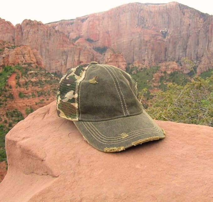 Vintage Distressed Baseball Cap – Unstructured Fit Adjustable Snapback Hat for Men & Women