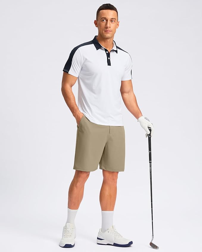 Pudolla Men's Casual Shorts 7"/9"/5" Lightweight Golf Shorts with 3 Pockets Stretch Quick Dry Comfy Work Shorts