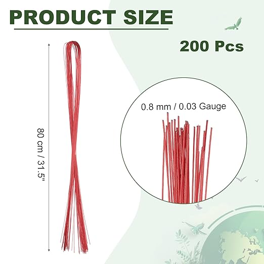 PATIKIL 32 Inch 22 Gauge Floral Stem Wire, 5 Pack/200 Pieces Bouquet Stem Paper - Image 2
