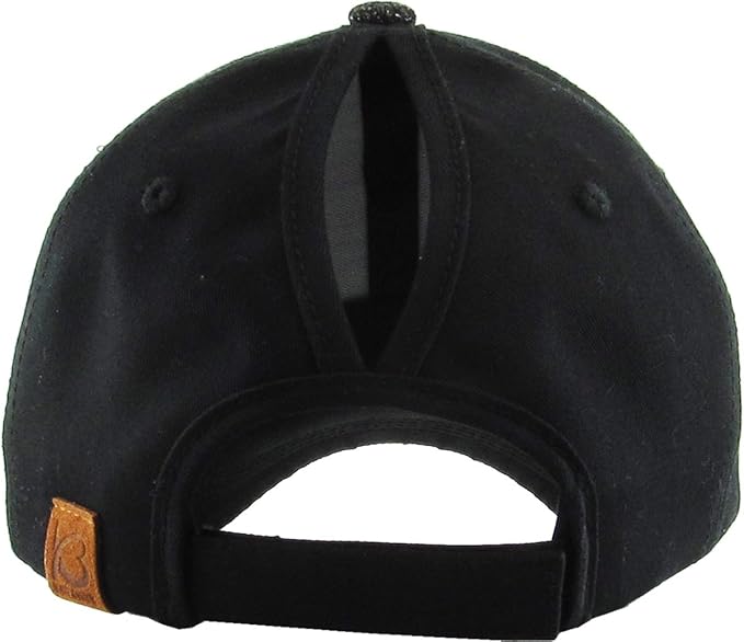Classic Plain Ponytail Messy High Bun Headwear Adjustable Cotton Trucker Mesh Glitter Hat Baseball Cap