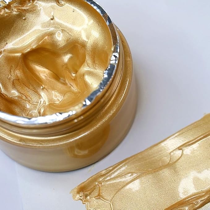 Shimmer Metallic Acrylic Paint Metallic Chalk Paste 1.7oz/50ml Gold, DIY Crafts by JAJADO