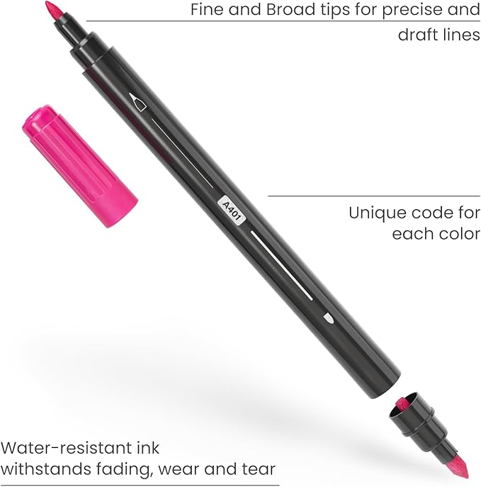 ARTEZA Fabric Markers, Colored Permanent Textile Markers, Dual-Tip Pens - Image 4