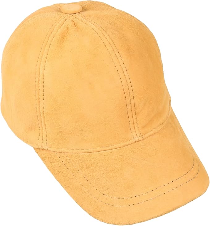 Suede Leather Baseball Cap – Unstructured 6 Panel Adjustable Strapback Hat for Men & Women