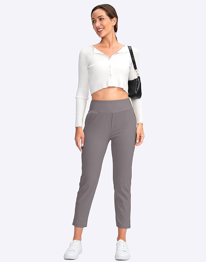 YYV Women's Golf Pants Stretch Work Ankle Pants High Waist Dress Pants with Pockets for Yoga Business Travel Casual
