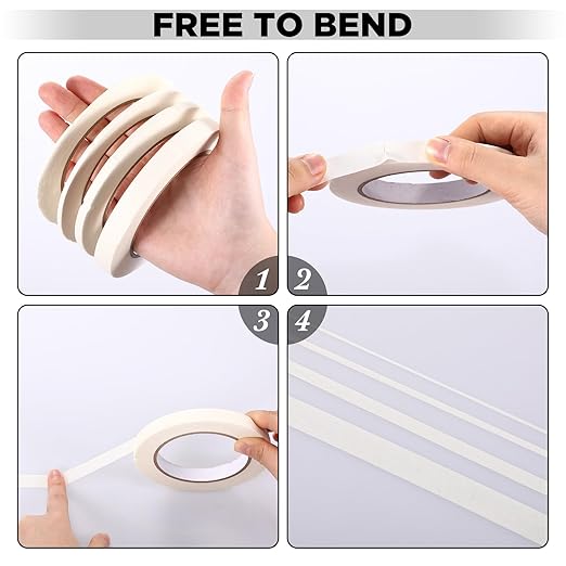 Epakh 4 Rolls Pinstripe Tape, Masking Tape in 1/16, 1/4 and 1/2 Inch Wide - Image 3