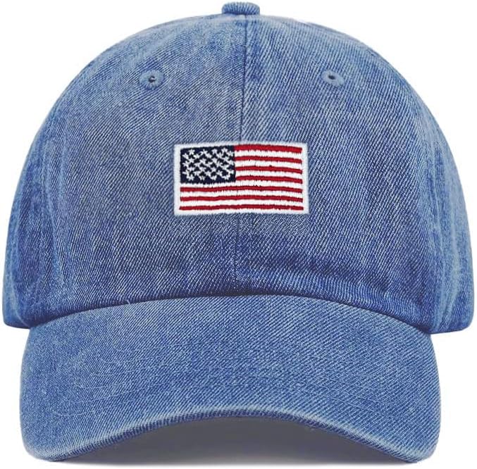 USA Flag & Embroidery Premium 100% Cotton Low Profile Adjustable Baseball Dad Cap