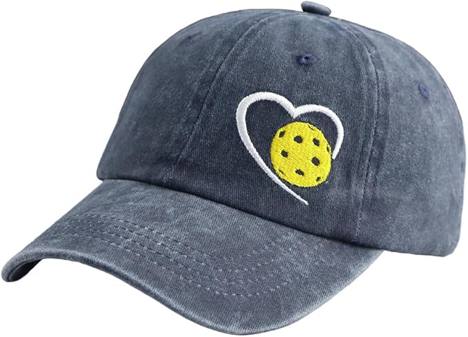 Heart Pickleball Gifts for Women Men, Responsibly Cotton Embroidered Adjustable Pickle Ball Baseball Cap