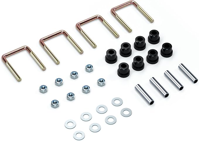 10L0L Golf Cart Heavy Duty 3 Leaf Spring Kit for EZGO TXT Medalist 1995-2013, Complete Set with Bushings, Sleeves & U-Bolts, Replaces 70506-G01, 74135-G01, 74207-G01, 74207-G03 (2-Pack Springs)