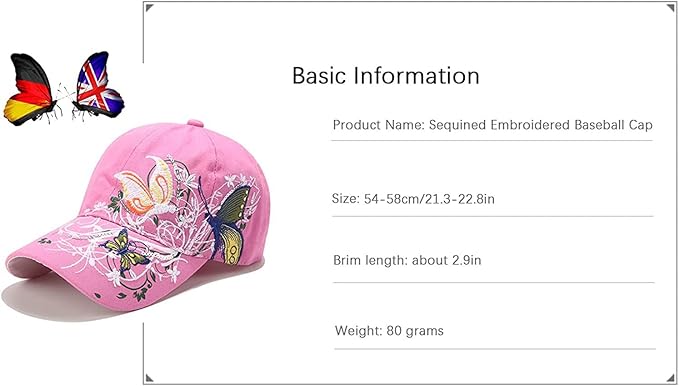 Trucker Hats California H Womens Hat Trendy Creativity Flowers Butterfly Sequins Embroidered Baseball Cap