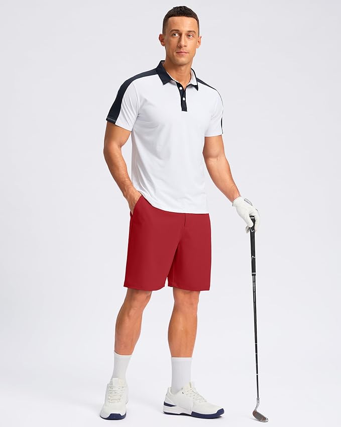 Pudolla Men's Casual Shorts 7"/9"/5" Lightweight Golf Shorts with 3 Pockets Stretch Quick Dry Comfy Work Shorts