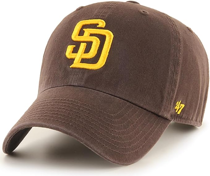47 Brand MLB Team Color Home Primary Logo Clean Up Adjustable Baseball Cap Hat, Adult One Size Fits All