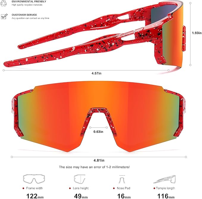 SEKKAF Youth Baseball Sunglasses Kids Sports Sunglasses for Boys Girls Softball Cycling Glasses UV400 Protection