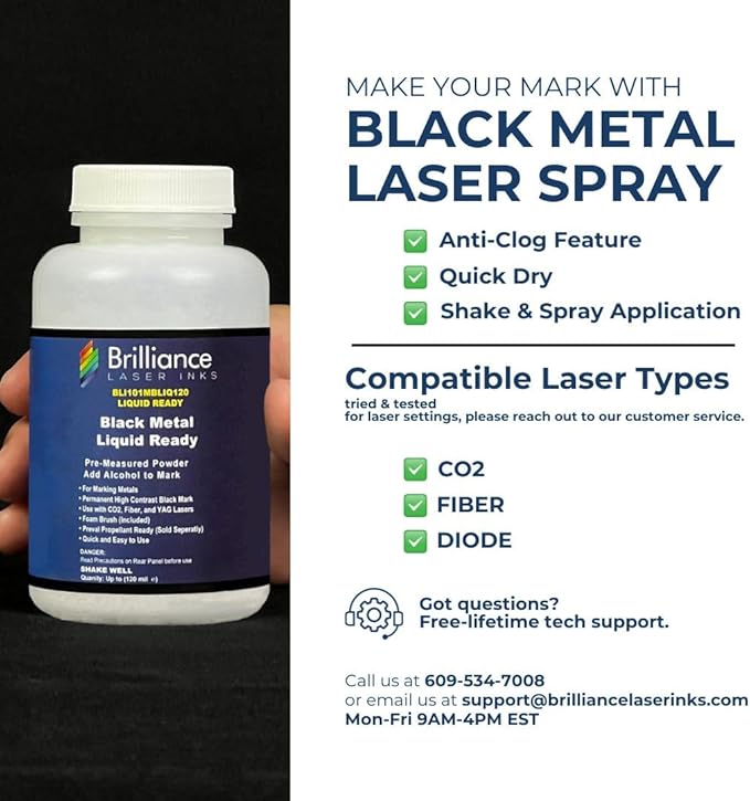 Liquid Ready Laser Marking Powder-Brilliance Laser Inks -BLI101MBLIQ120- Black - Image 2
