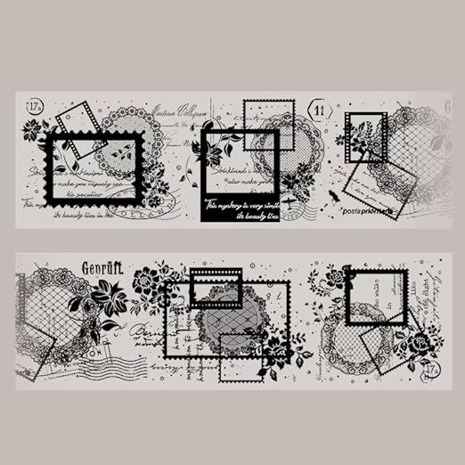 3pcs Vintage Lace Tape Cutout Art Lace Black White Stickers Roll Sticker PET by SEEKRARE