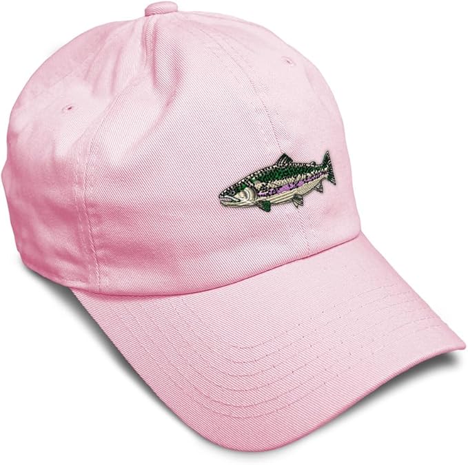 Custom Soft Baseball Hat Embroidered Dad Hat Fish Rainbow Trout Men & Ladies Baseball Cap Cotton