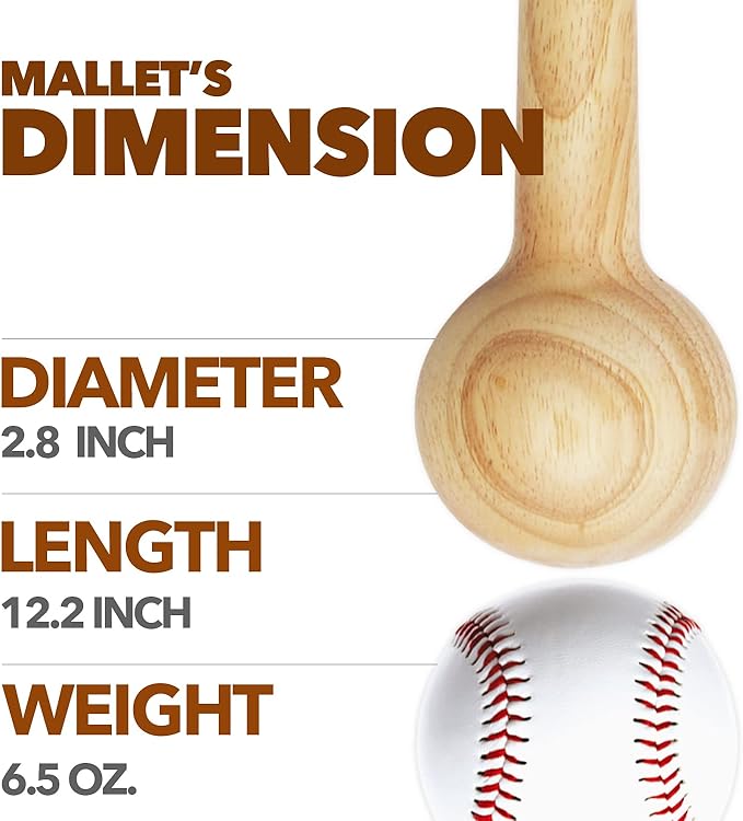 AliBall Baseball Glove Mallet - Quick Create Ball Shaped Pocket for Softball Glove - One Piece Solid Construction for Breaking in Glove
