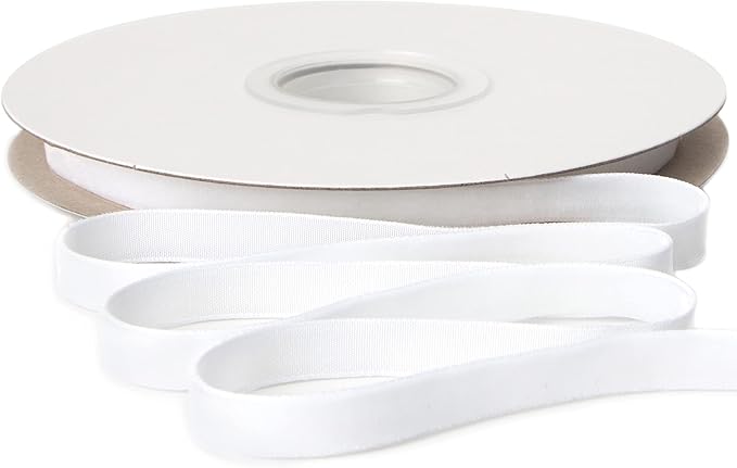 Ribbli Polyester White Velvet Ribbon, 3/8 Inches Continuous10-Yard Spool by Ribbli