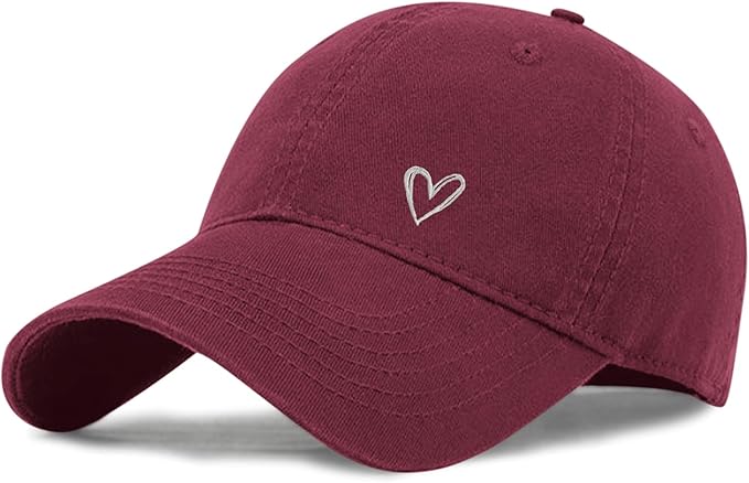 Pairxily Vintage Heart Embroidered Baseball Cap Distressed Adjustable Hat for Women Low Profile Dad Hats Unisex Cotton Cap