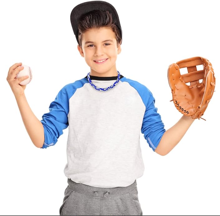 18inch Baseball Necklace,Fashion Tri-Braided Rope Tornado Necklace for Sports Fan