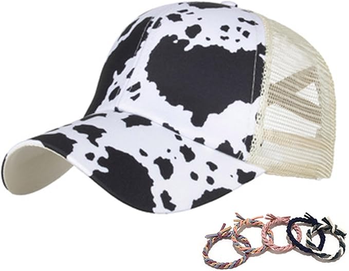 Womens Cow Print Baseball Cap Unisex Adjustable Baseball Hat Casual Cotton Sun Hats for Teen Girls