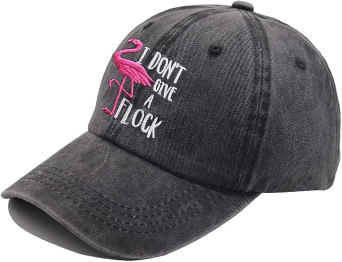 Funny Flamingo Hat, I Don't Give A Flock Baseball Cap Adjustable Embroidered Dad Denim Gifts for Men and Women