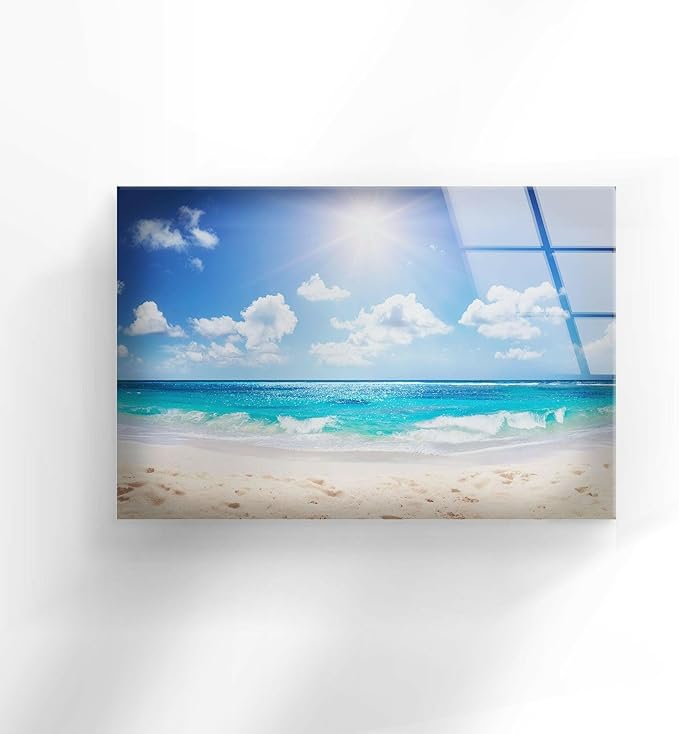 My Photostation.com 28Wx18H'' Summer Beach Landscape Glass Wall ArtTempered - Image 5