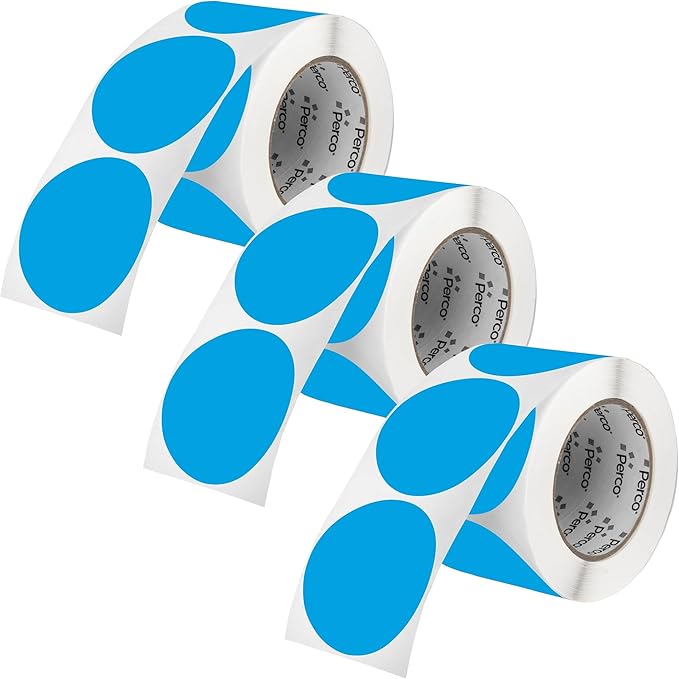 Perco Light Blue 3-Inch Round Circle Dot Sticker Labels by Perco