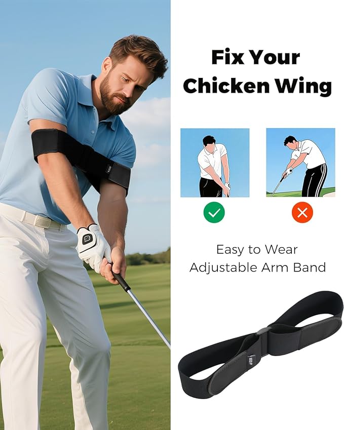 Adjustable Golf Swing Trainer Arm Band – 2026 Essential Golf Accessories for Golfers – Innovative Arm Connection Aid with Strong Restraining Power to Fix Chicken Wing & Improve Swing Stability
