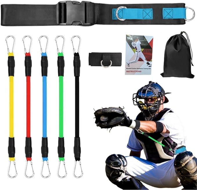 Baseball Resistance Bands for Catcher – Pro-Grade Catcher Framing Receiving Aid | 5-Level Adjustable Catcher Resistance Bands for Baseball/Softball Training (All Ages)