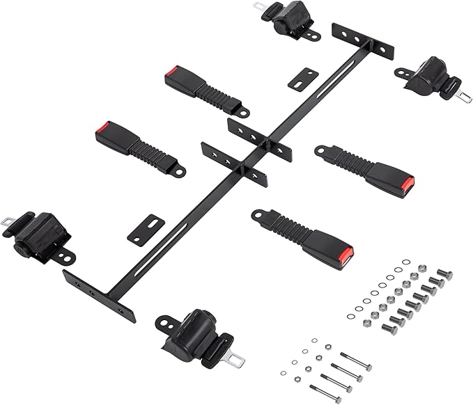 Universal Golf Cart Seat Belt Kit, Seat Belts Kit 4 Passengers (2+2), Retractable Belts Max Length 47" Golf Cart Seat Belts Fits 4-Seats Golf Car for EZGO, Yamaha Club Car