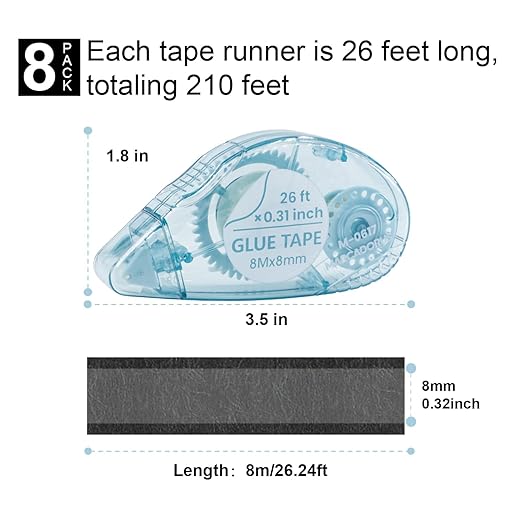 Double-Sided Tape Runner, 0.31 Inches x 26 Ft Adhesive Tape Runners, Craft - Image 2