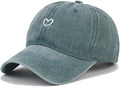 Cute Heart Hats for Women Vintage Washed Cotton Embroidered Baseball Cap Adjustable Low Profile Dad Hat