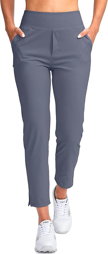 YYV Women's Golf Pants Stretch Work Ankle Pants High Waist Dress Pants with Pockets for Yoga Business Travel Casual