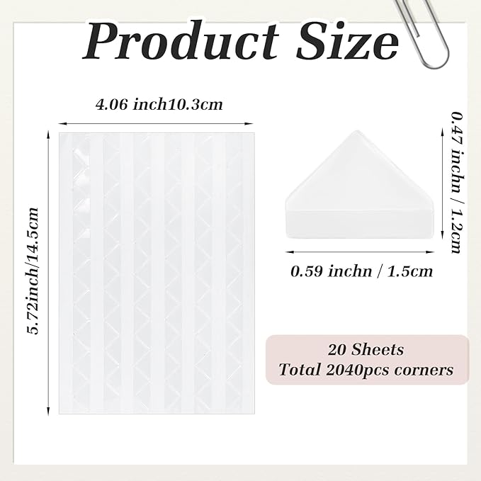 Mabor 2040Pcs Photo Corners for Scrapbooking, Self Adhesive Scrapbook Photo - Image 2