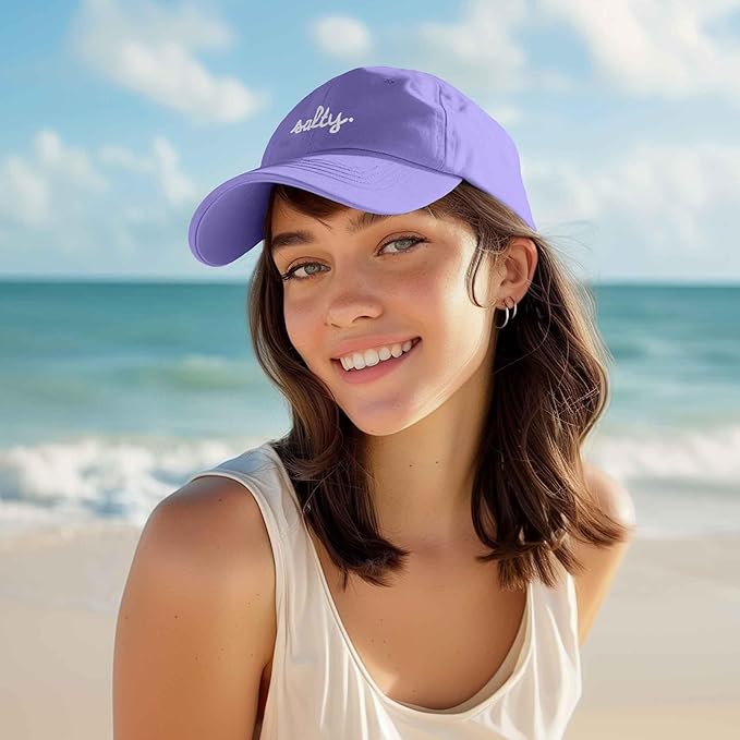 DALIX Salty Embroidered Cotton Beach Baseball Cap Adjustable Dad Hat Womens