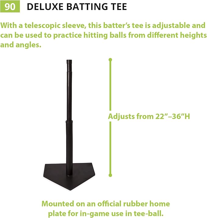 Champion Sports Deluxe Batting Tee – Adjustable Rubber Baseball & Softball Tee on Home Plate, Multiple Styles