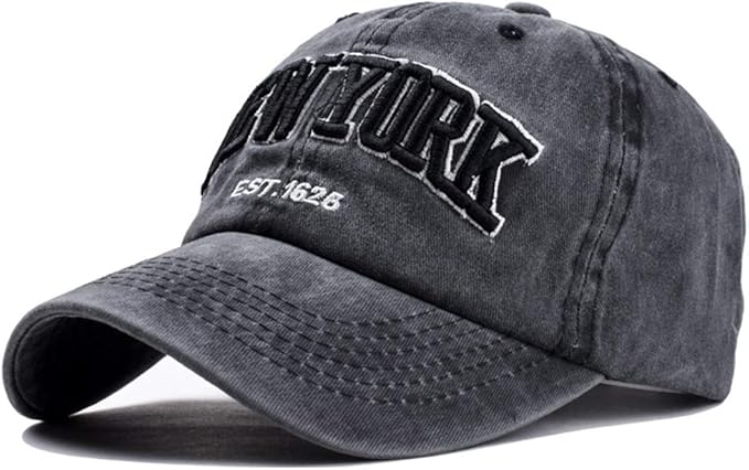 Baseball Hat New-York Distressed-Adjustable-Strapback - Washed Twill Dad Hat Unisex
