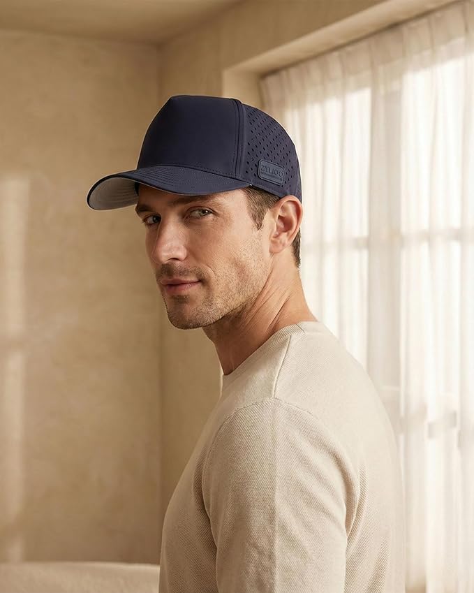 Zylioo Oversize XXL XL Performance Baseball Cap, High Profile 5-Panel Snapback Hat, Laser Cut Mesh Cap for Big Heads