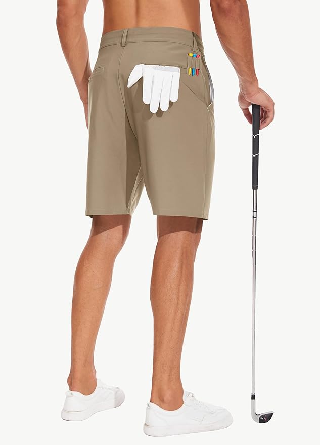 JWM Mens 7"/9" Stretch Golf Shorts - Lightweight Hybrid Casual Dress Work Flat Front Shorts with 5 Pockets Quick Dry UPF50